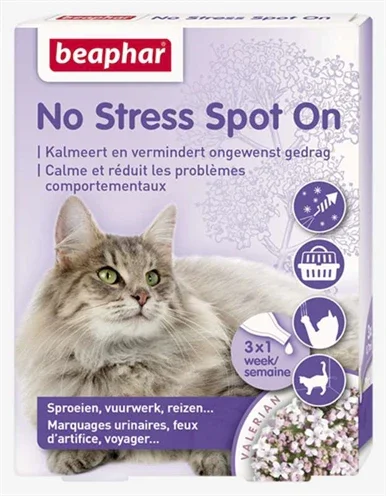Beaphar No Stress Spot On rauhoittaa ja stimuloi kissojen hyvää käytöstä