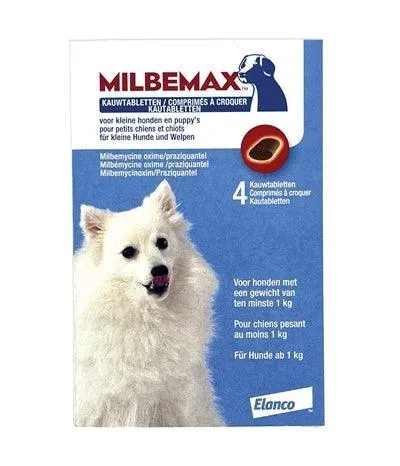 Milbemax purutabletti madotus pennulle / pienelle koiralle - kananmakuiset madotustabletit - 4 tablettia