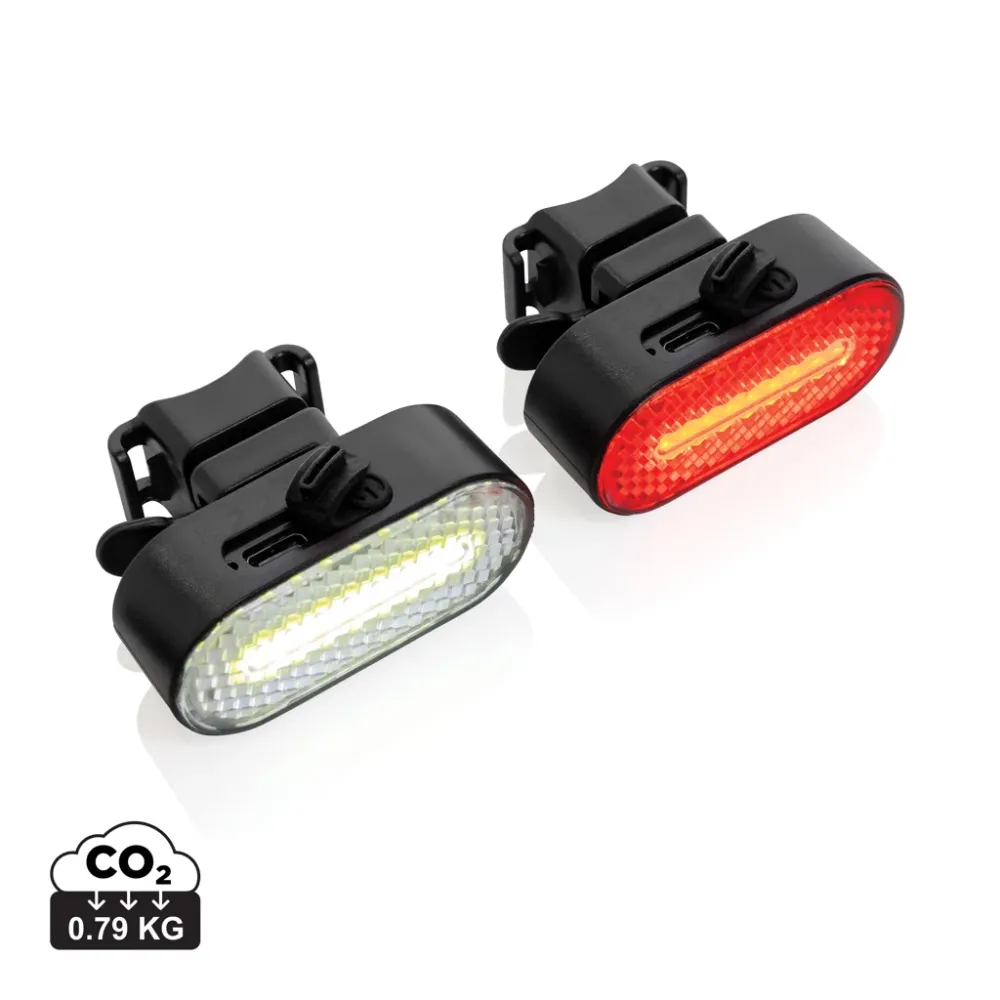 Lumino RCS kierrätysmuovinen USB-ladattava pyörävalosarja