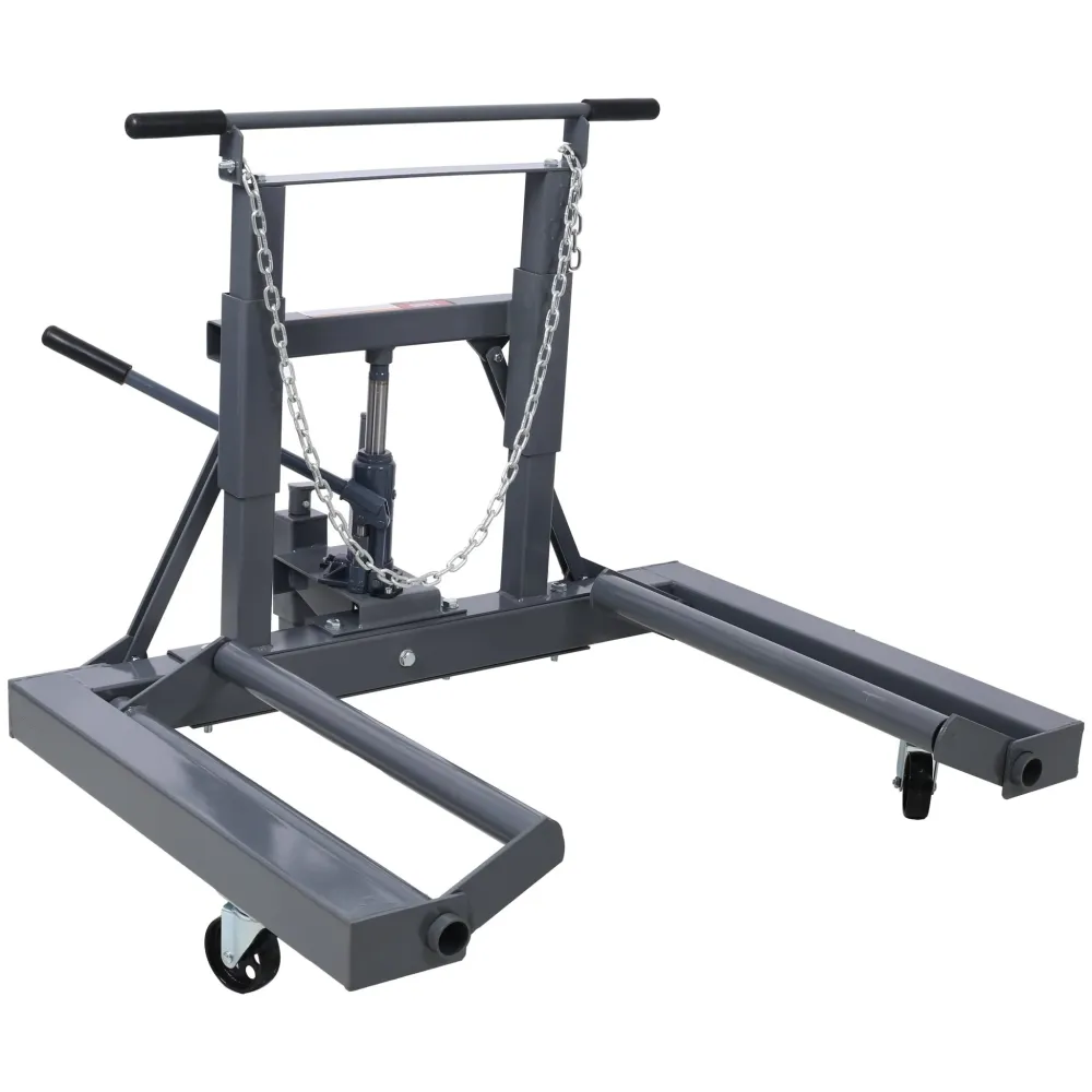 1 500 Lb Kapasiteetti, säädettävä korkeus, kaksoispyöräinen dolly suurille kuorma-autoille - harmaa