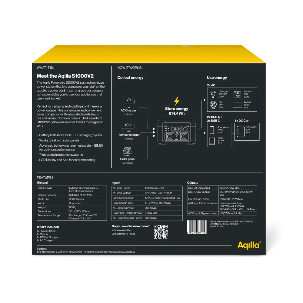 Aqiila Powerbird S1000v2 – kannettava virtapiste 1000 W