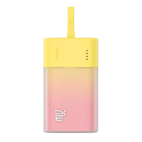 Baseus Popsicle 5200 mAh 20 W, Lightning- ja USB-C-kaapeli - Keltainen-Roosa