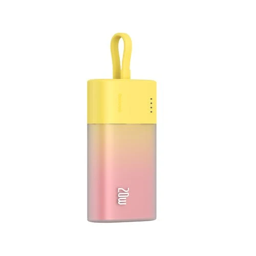 Baseus Popsicle 5200 mAh 20 W, Lightning- ja USB-C-kaapeli - Keltainen-Roosa