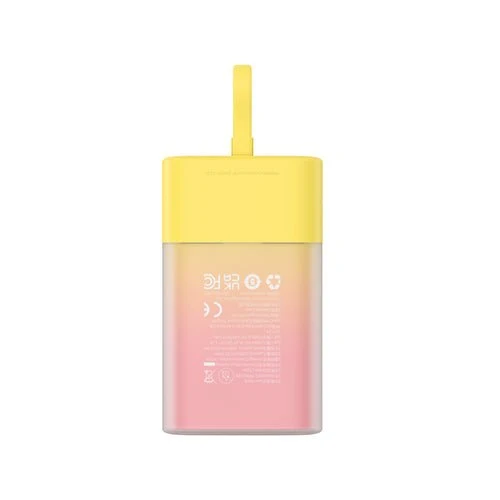 Baseus Popsicle 5200 mAh 20 W, Lightning- ja USB-C-kaapeli - Keltainen-Roosa