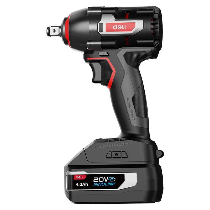 Deli Tools 20V iskevä mutterinväännin 500 Nm (sisältää 2*4,0 Ah akut + laturin)