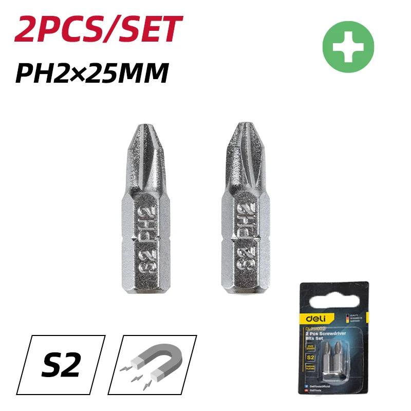 Deli Tools ruuvauskärjet 2 kpl PH2 25 mm