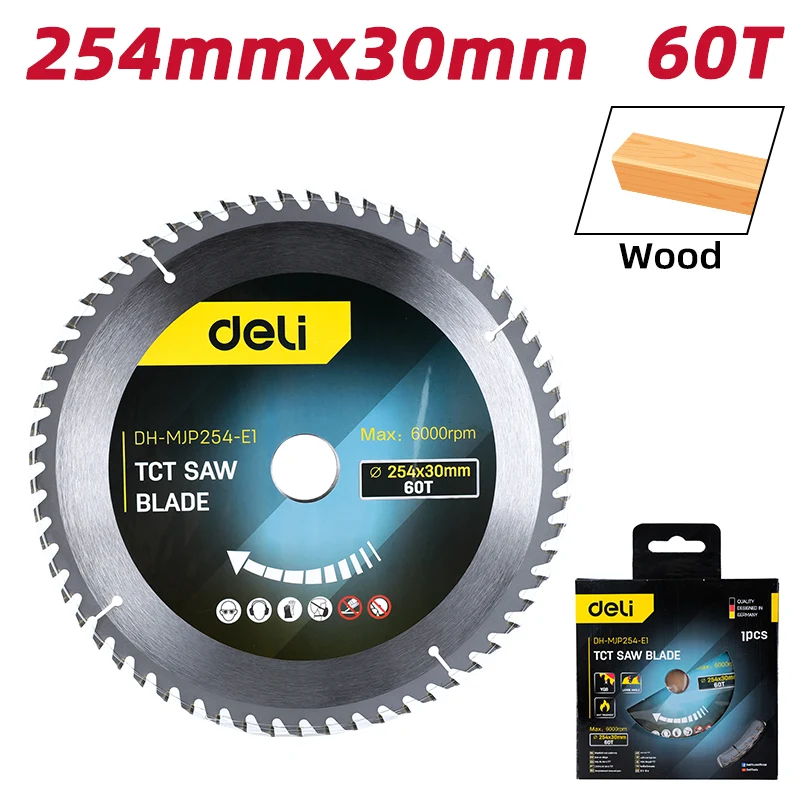 Deli Tools TCT-sahanterä 254 x 30 mm 60 T