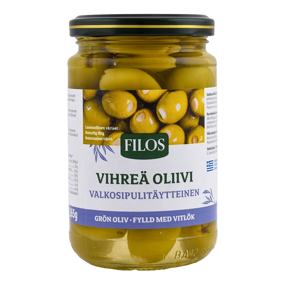 Filos Vihreä Valkosipulitäytteinen Oliivi 300/165g