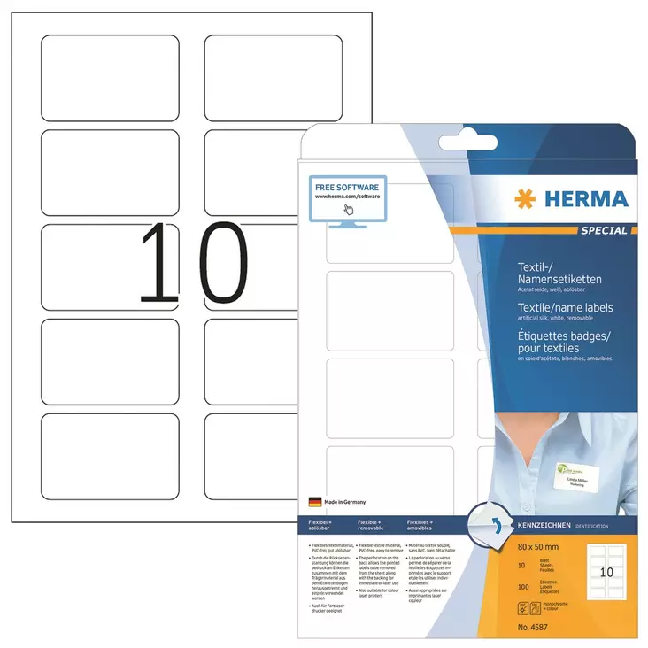 Herma 4587 nimi/tekstiilitarra irroitettava 80x50mm