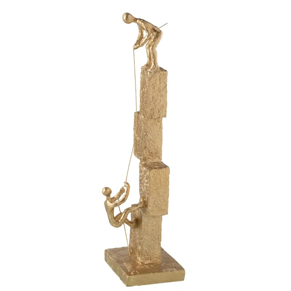 J-Line Figuren Klimmen Modern Resine Goud