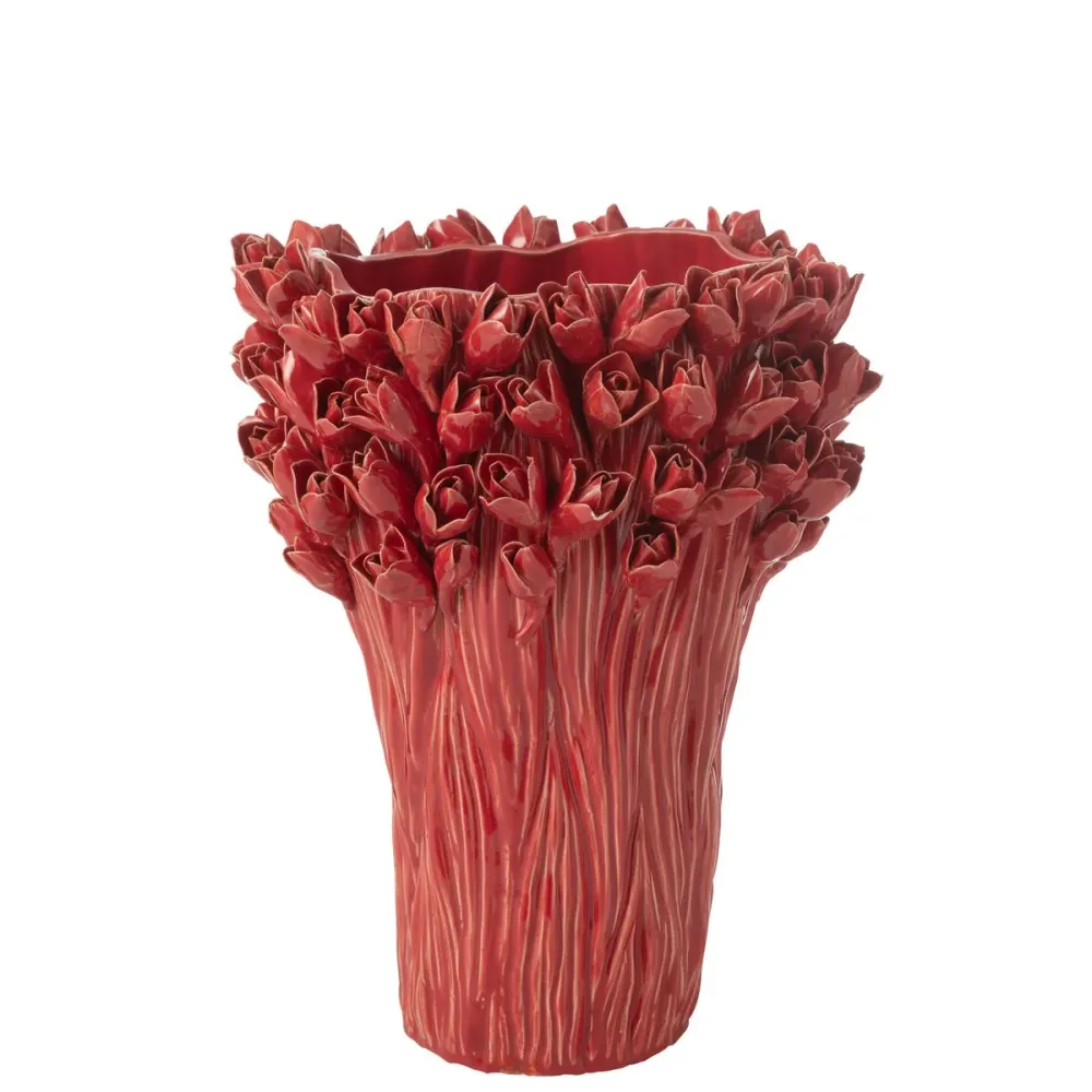 J-Line Vase Ambrosia Keramik Rot Groß