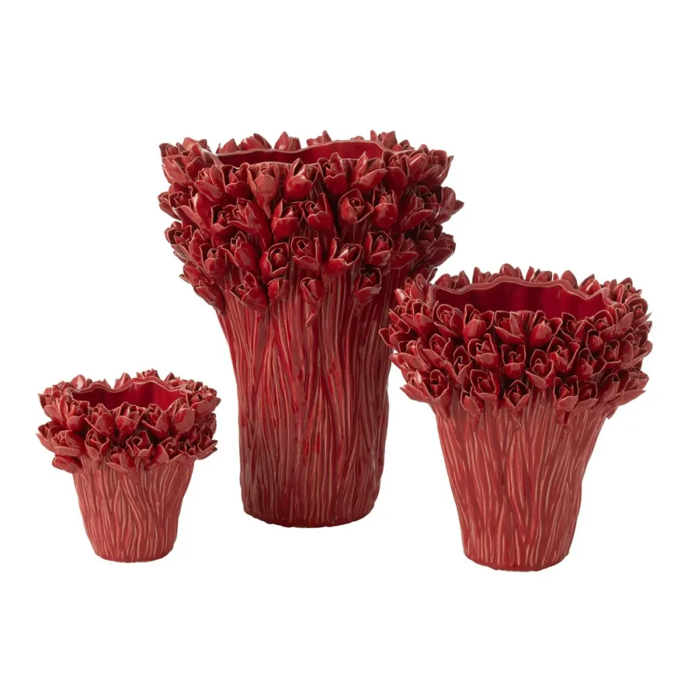 J-Line Vase Ambrosia Keramik Rot Groß