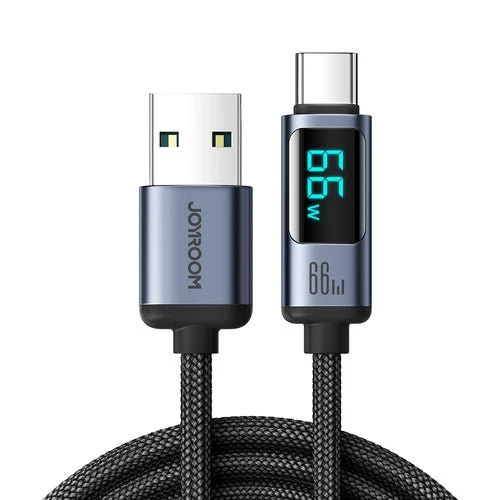 Joyroom A16 USB-C/ -kaapeli, 66 W, 1,2 m, LED-näyttö - Musta
