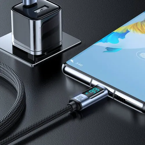 Joyroom A16 USB-C/ -kaapeli, 66 W, 1,2 m, LED-näyttö - Musta