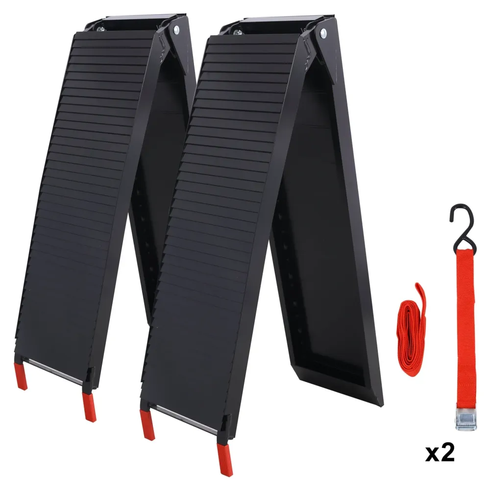 2 kpl kuorma-autoramppeja 80"x12" Kannettava lastausramppi, 1500 paunan kapasiteetti, alumiinia, taittuva, kahvalla & Solk...