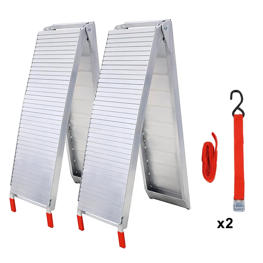2 kpl kuorma-autoramppeja 80"x12" Kannettava lastausramppi, 1500 paunan kapasiteetti, alumiinia, taittuva, kahvalla & Solk...