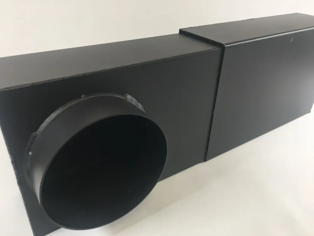 Laatikko polvi DN 120 Uute 335-470 mm tasainen polvi säädettävä musta