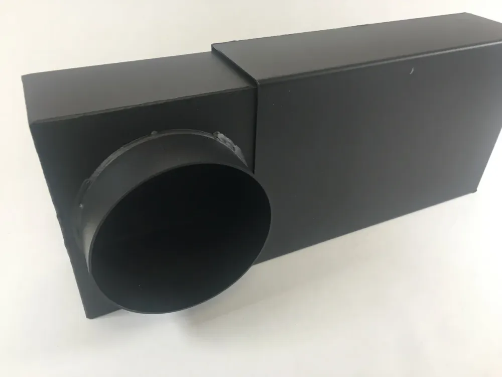 Laatikko polvi DN 120 Uute 335-470 mm tasainen polvi säädettävä musta