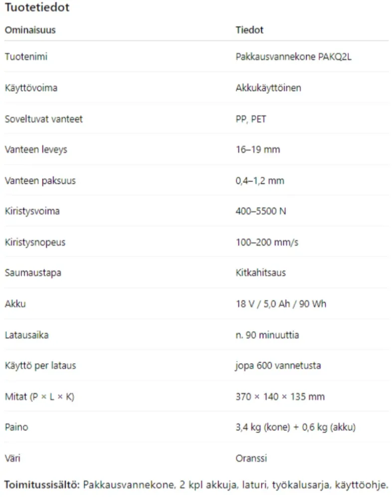 Pakkausvannekone PAKQ2L