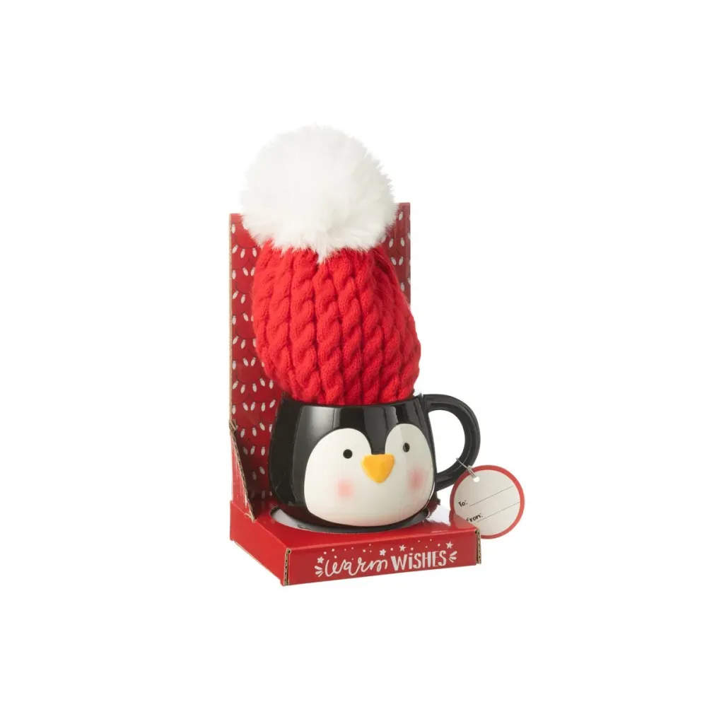Tasche+Hut Pinguin Geschenkbox Keramikmischung
