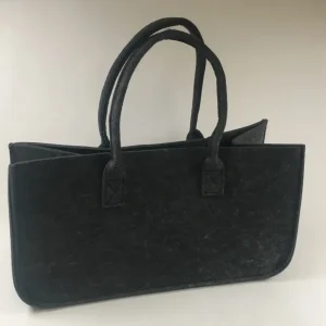 Tummanharmaa -huovan valmistettu polttopuun laukku 50x25x25cm