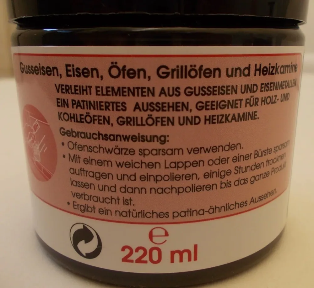 Uunin musta musta tahna lämmönkestävä 220 ml tölkki