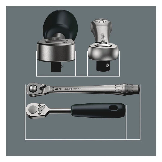 Wera Zyklop Metal Ratchet Switch Kit 1/2" Drive 28-osainen metriset koot 28 kpl