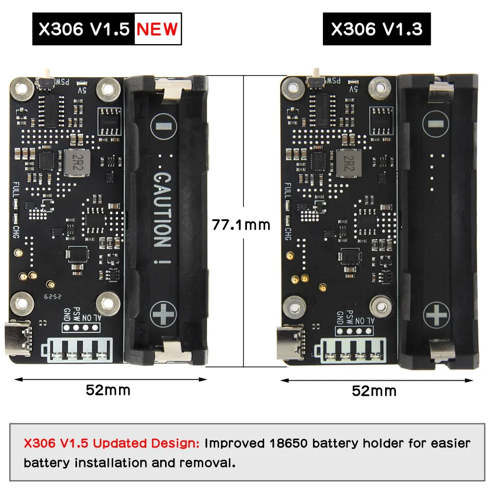 Geekworm X306 V1.5 18650 UPS-laajennuskortti RPi Zero 2W:lle