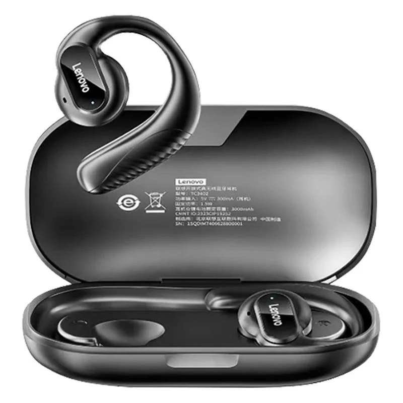 Lenovo TC3402 TWS Bluetooth 5.3 -kuulokkeet, kaksoiskaiutin 360° (musta)