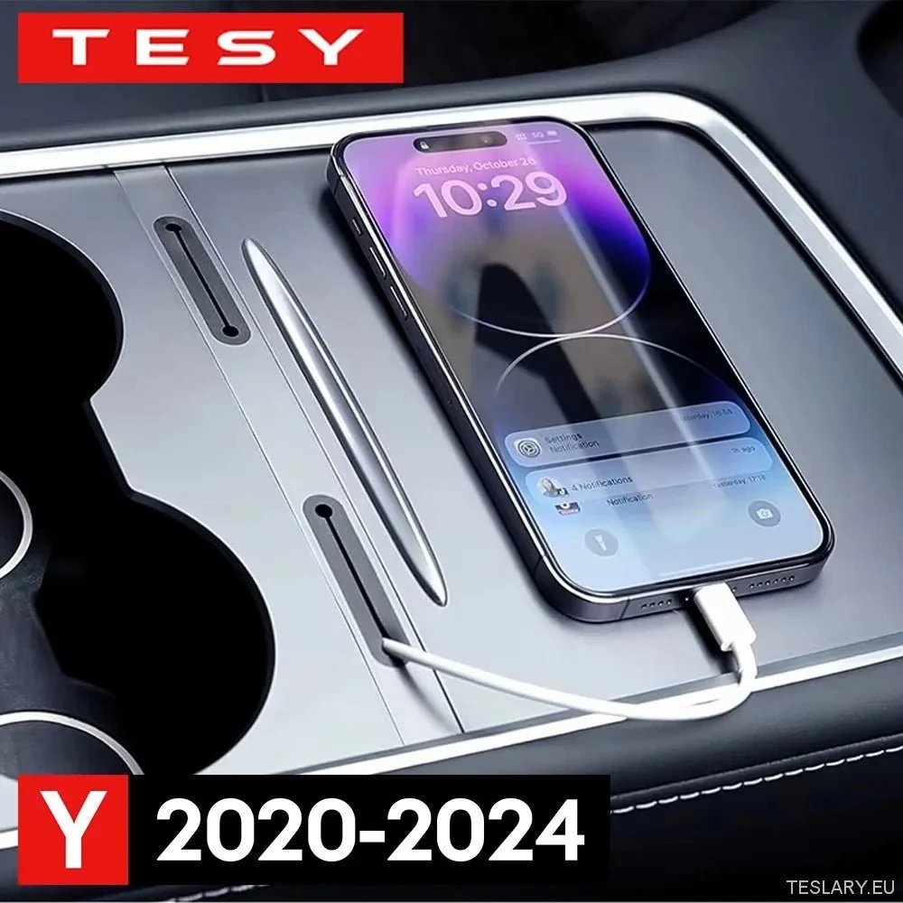 Tesla -malli Y 2022 - 2025 Keskikonsolin latauskaapeli USB -navan järjestäjä