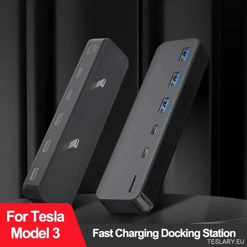 Tesla-mallin telakointiasema 3 Y USB Hub 27W Älykäs nopea lataus 6 Type-C Mikro SD -malli3 Sekä 2021-2023