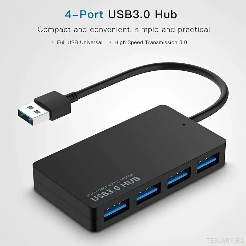 USB 3.0 Hub, 4-porttinen USB-napa, USB-jakaja, ultra-ohut mini-monikarjan laajennustietokaapeli, sopiva tietokoneeseen, Te...