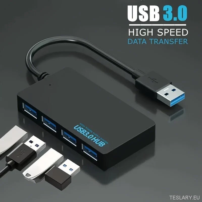 USB 3.0 Hub, 4-porttinen USB-napa, USB-jakaja, ultra-ohut mini-monikarjan laajennustietokaapeli, sopiva tietokoneeseen, Te...