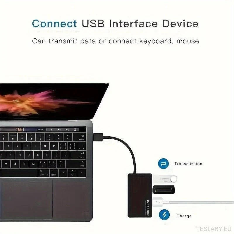 USB 3.0 Hub, 4-porttinen USB-napa, USB-jakaja, ultra-ohut mini-monikarjan laajennustietokaapeli, sopiva tietokoneeseen, Te...