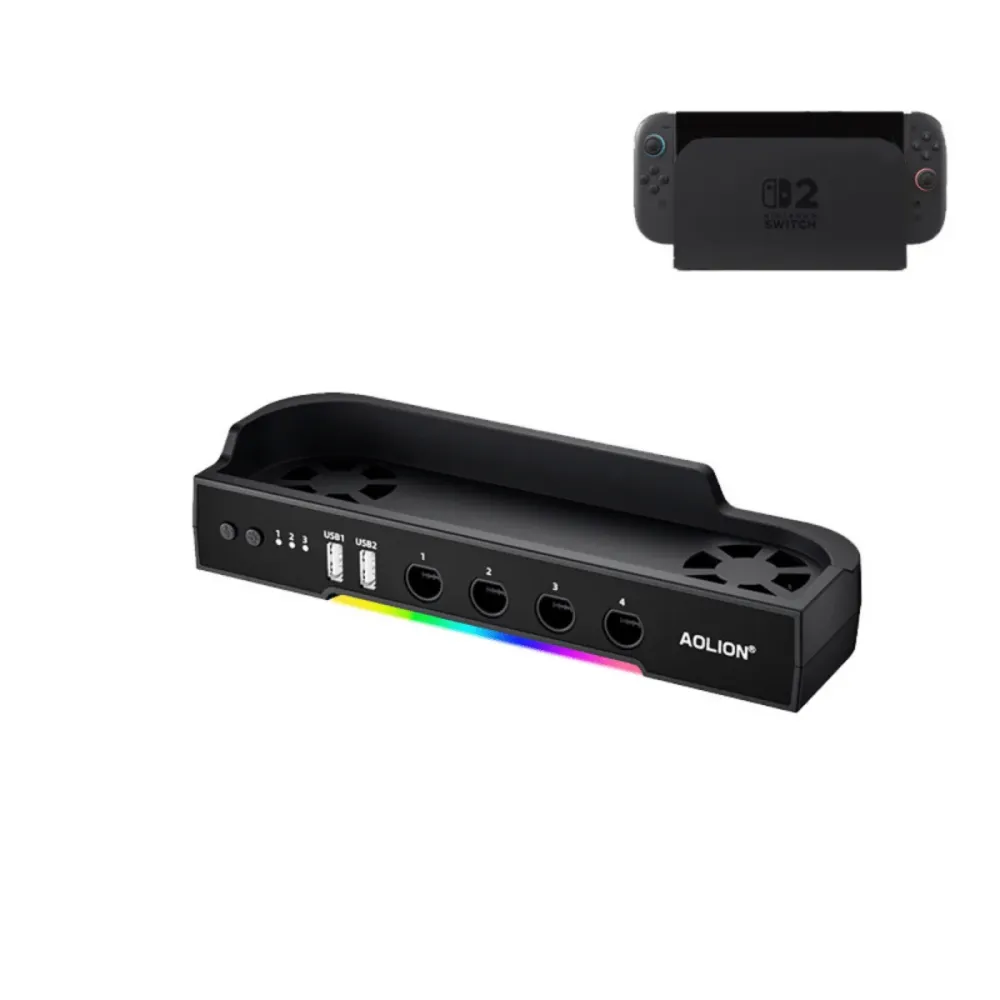 RGB-valaistu jäähdytysalusta, keskus ja pidike Nintendo Switch 2:lle