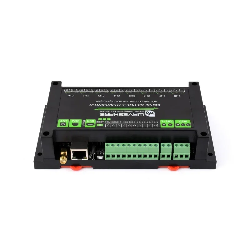 Waveshare ESP32‑S3 8‑KANAVAINEN WiFi-relemoduuli CAN:lla, kaksiytiminen, eristys